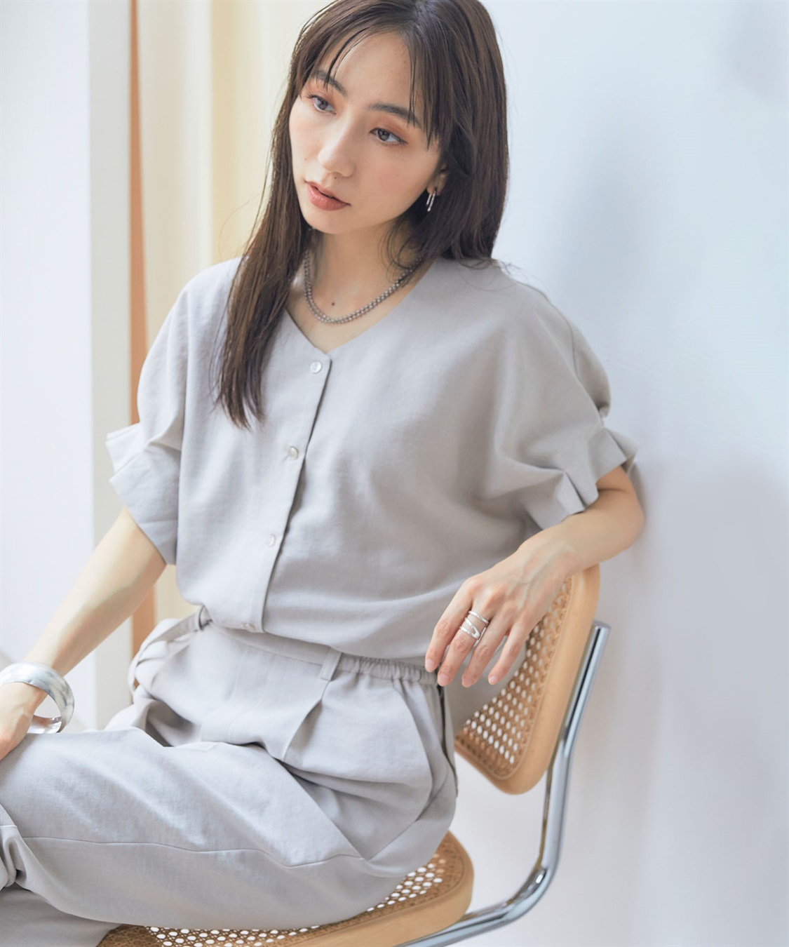 CROSS FUNCTION 《シワになりにくい》サマナチュラ袖ボリュームタックブラウス【CF/クロスファンクション】_sub_10