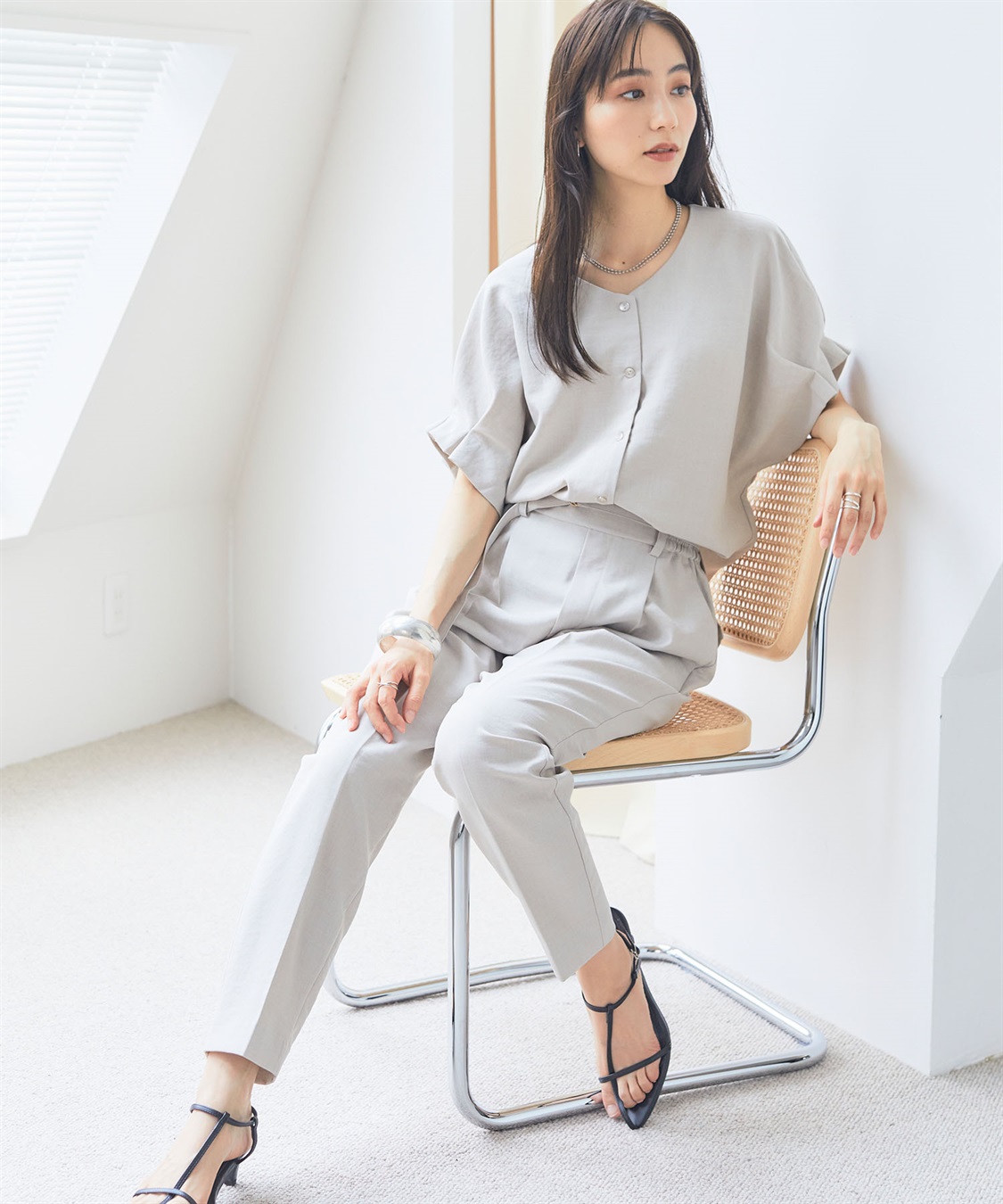 CROSS FUNCTION 《シワになりにくい》サマナチュラ袖ボリュームタックブラウス【CF/クロスファンクション】_sub_11