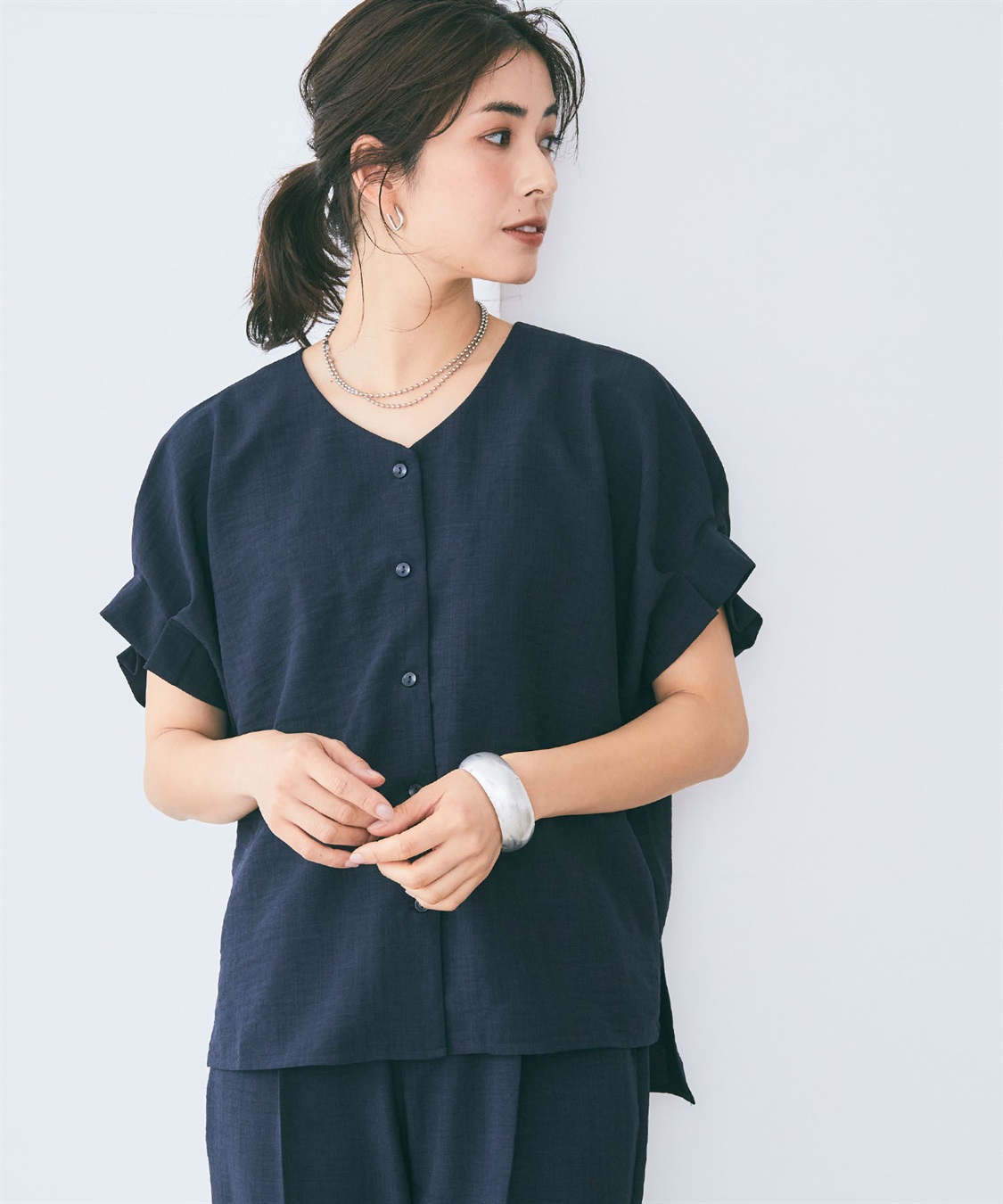 CROSS FUNCTION 《シワになりにくい》サマナチュラ袖ボリュームタックブラウス【CF/クロスファンクション】_sub_12