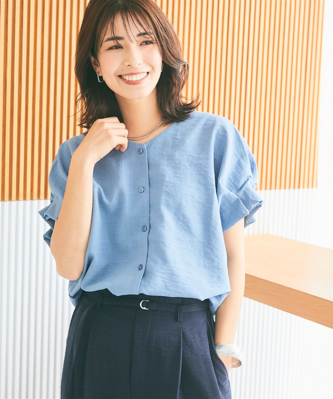 CROSS FUNCTION 《シワになりにくい》サマナチュラ袖ボリュームタックブラウス【CF/クロスファンクション】_sub_18