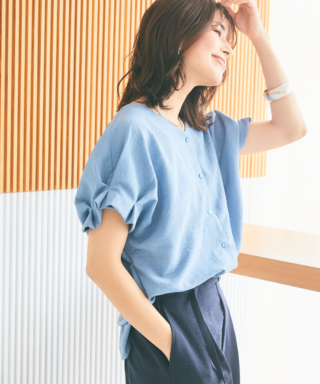 CROSS FUNCTION 《シワになりにくい》サマナチュラ袖ボリュームタックブラウス【CF/クロスファンクション】_sub_19