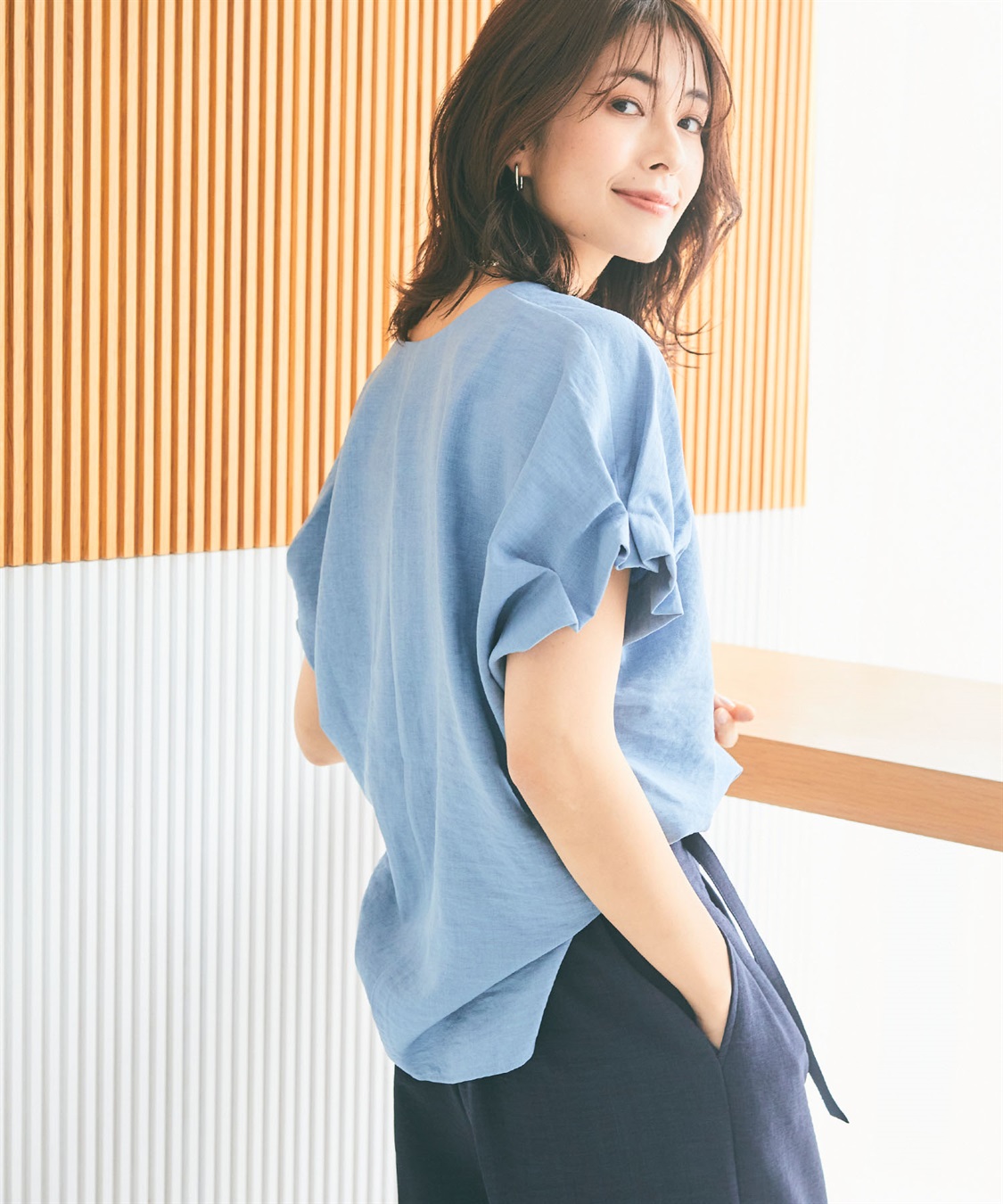 CROSS FUNCTION 《シワになりにくい》サマナチュラ袖ボリュームタックブラウス【CF/クロスファンクション】_sub_20