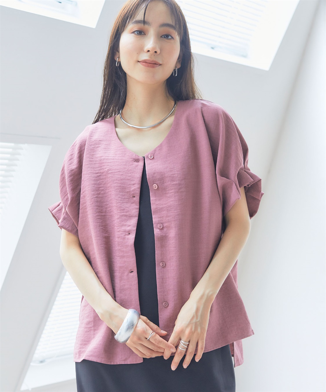 CROSS FUNCTION 《シワになりにくい》サマナチュラ袖ボリュームタックブラウス【CF/クロスファンクション】_sub_22