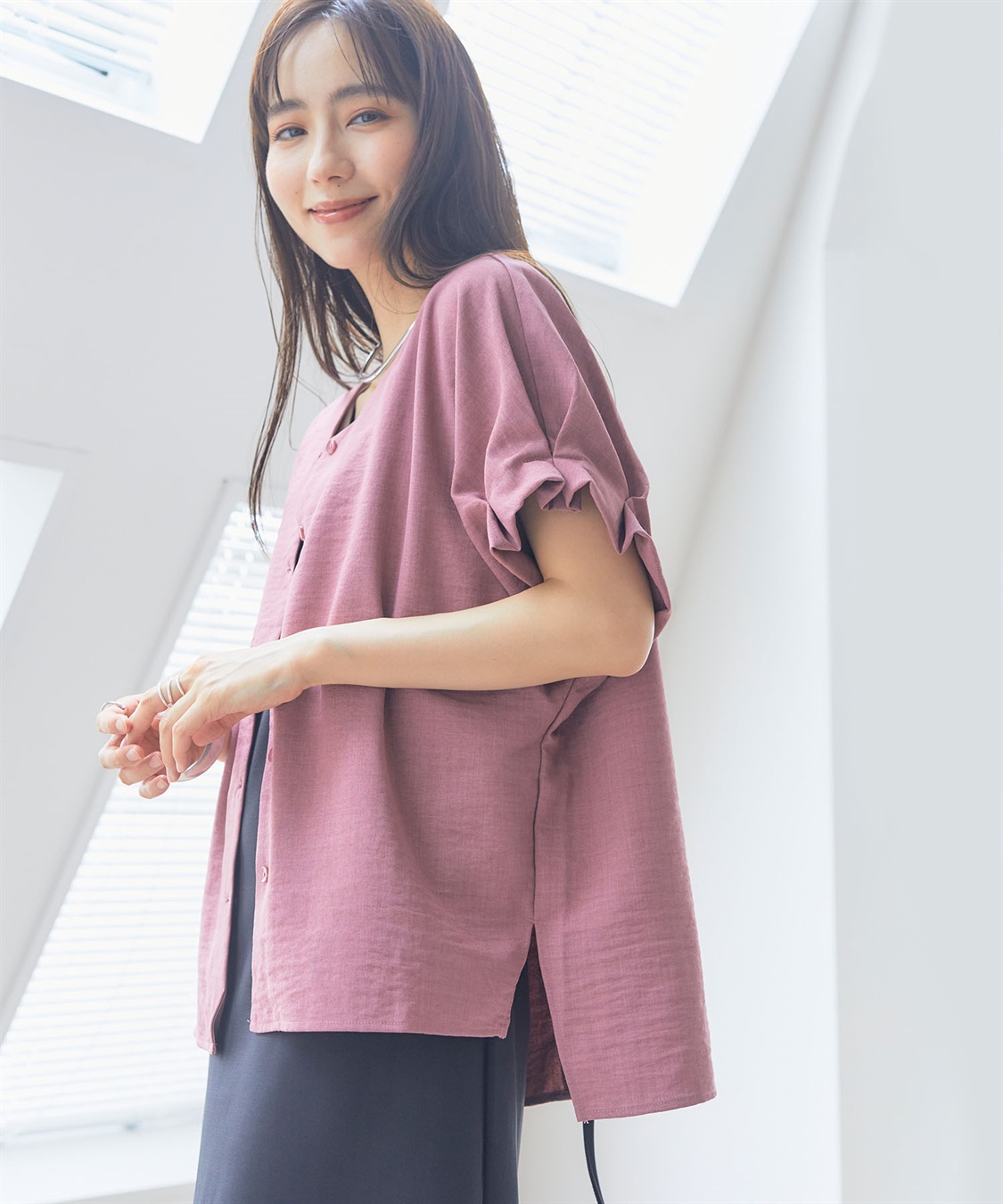 CROSS FUNCTION 《シワになりにくい》サマナチュラ袖ボリュームタックブラウス【CF/クロスファンクション】_sub_23