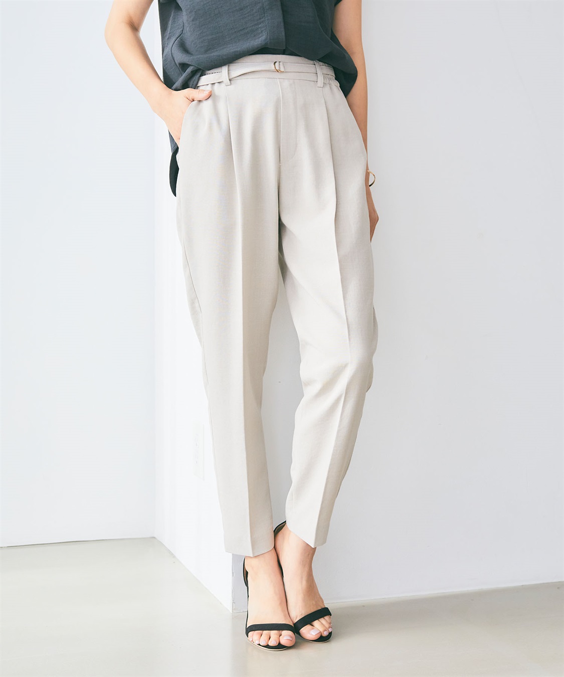 CROSS FUNCTION 【メディア掲載】《UVカット》サマナチュラセンタープレステーパードパンツ【CF/クロスファンクション】_sub_1