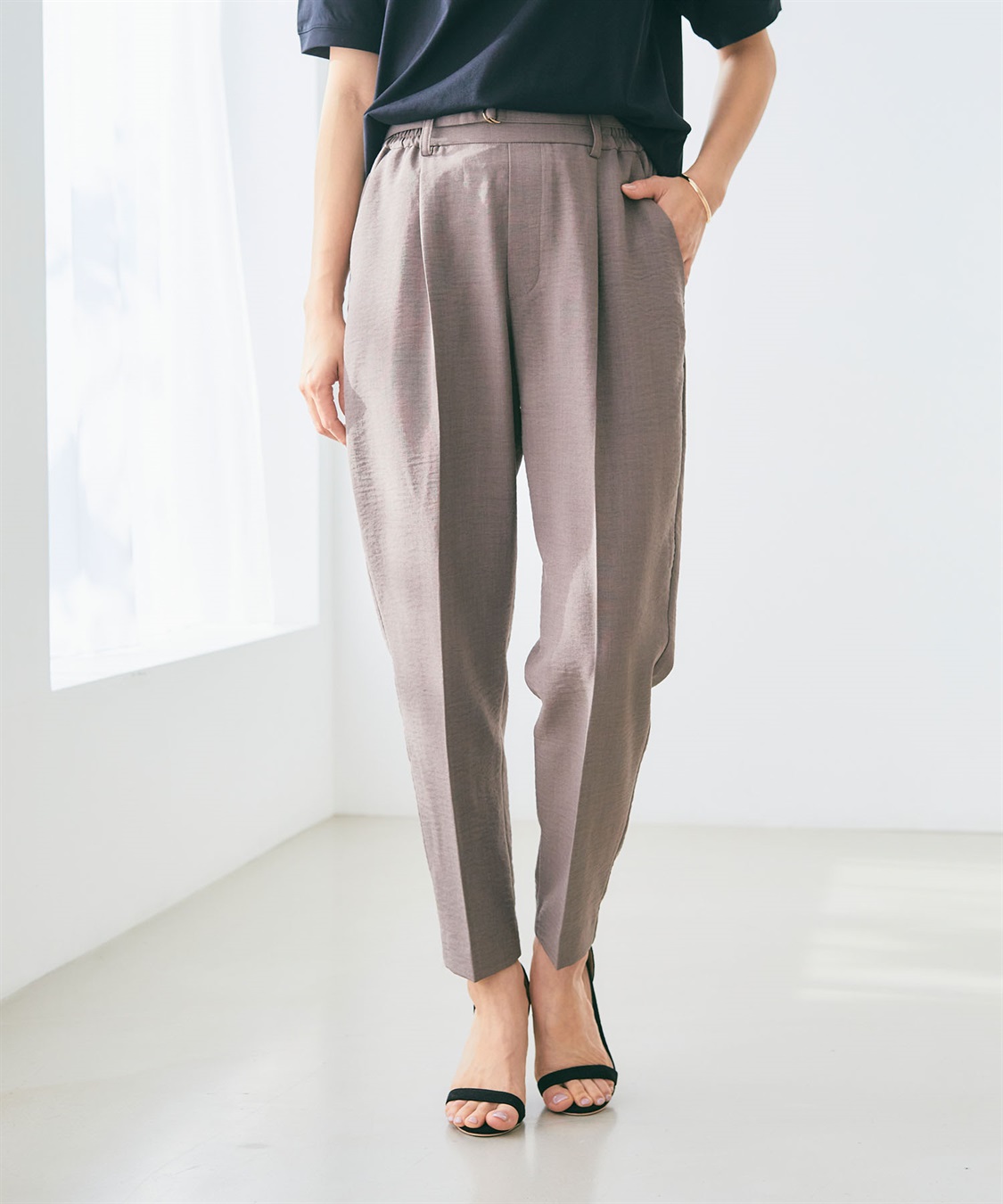 CROSS FUNCTION 【メディア掲載】《UVカット》サマナチュラセンタープレステーパードパンツ【CF/クロスファンクション】_sub_3