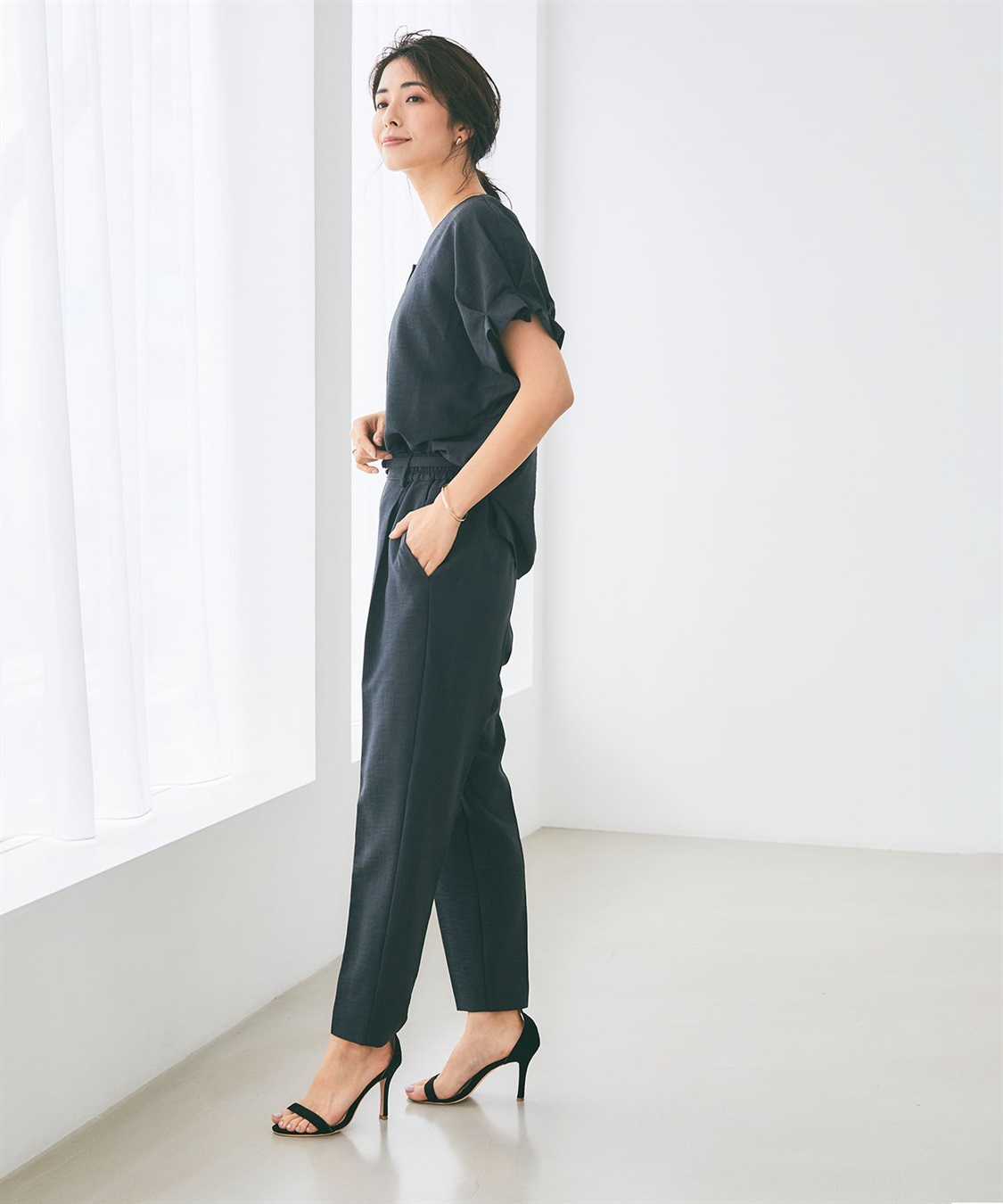 CROSS FUNCTION 【メディア掲載】《UVカット》サマナチュラセンタープレステーパードパンツ【CF/クロスファンクション】_sub_6