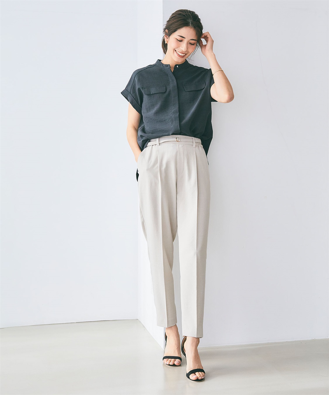 CROSS FUNCTION 【メディア掲載】《UVカット》サマナチュラセンタープレステーパードパンツ【CF/クロスファンクション】_sub_9