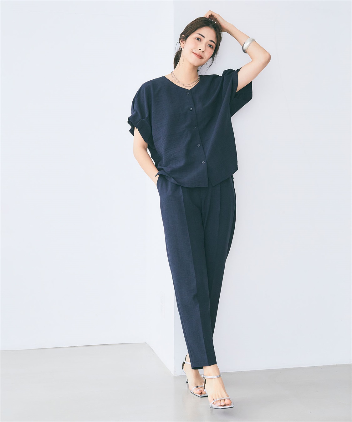 CROSS FUNCTION 【メディア掲載】《UVカット》サマナチュラセンタープレステーパードパンツ【CF/クロスファンクション】_sub_13