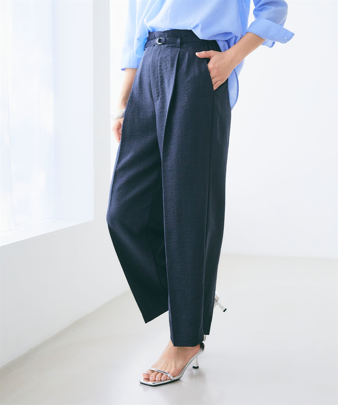 CROSS FUNCTION 【メディア掲載】《UVカット》サマナチュラセンタープレスワイドストレートパンツ【CF/クロスファンクション】_sub_3