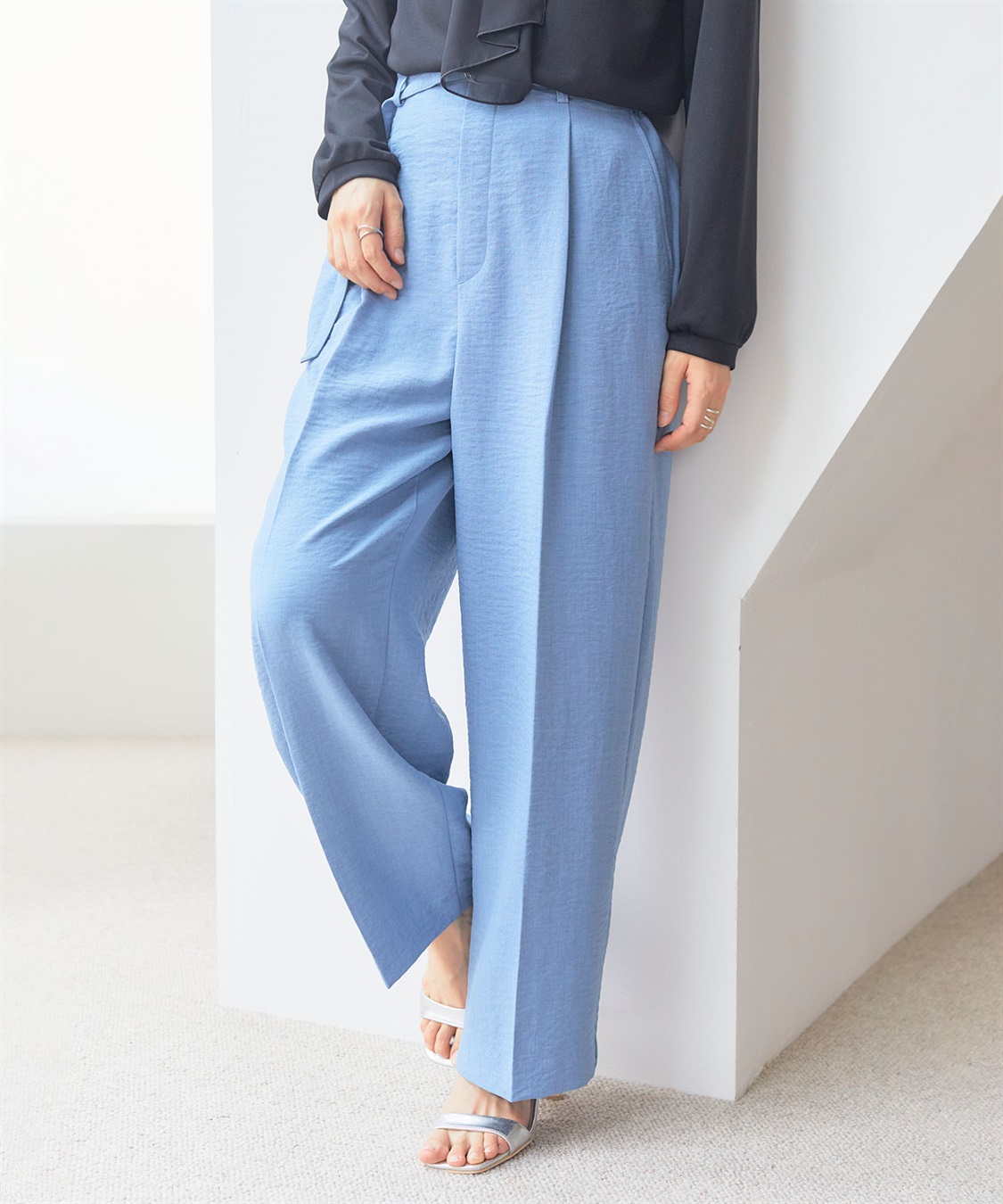 CROSS FUNCTION 【メディア掲載】《UVカット》サマナチュラセンタープレスワイドストレートパンツ【CF/クロスファンクション】_sub_4