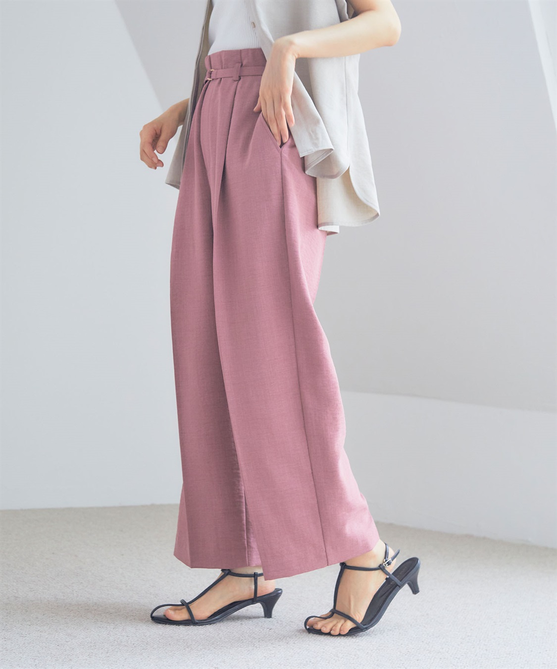 CROSS FUNCTION 【メディア掲載】《UVカット》サマナチュラセンタープレスワイドストレートパンツ【CF/クロスファンクション】_sub_5