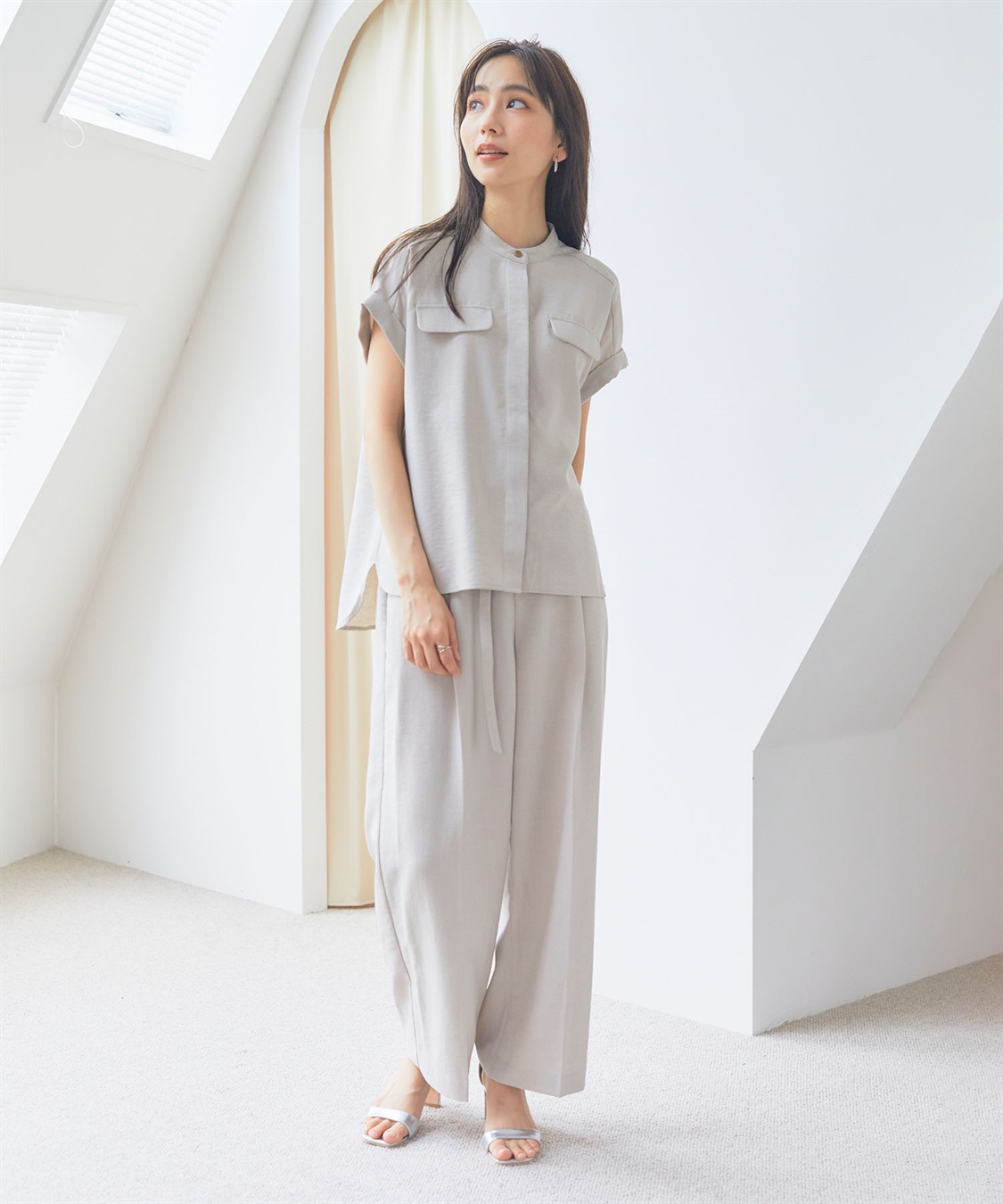 CROSS FUNCTION 【メディア掲載】《UVカット》サマナチュラセンタープレスワイドストレートパンツ【CF/クロスファンクション】_sub_6