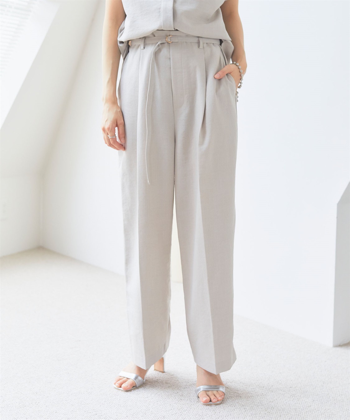 CROSS FUNCTION 【メディア掲載】《UVカット》サマナチュラセンタープレスワイドストレートパンツ【CF/クロスファンクション】_sub_8