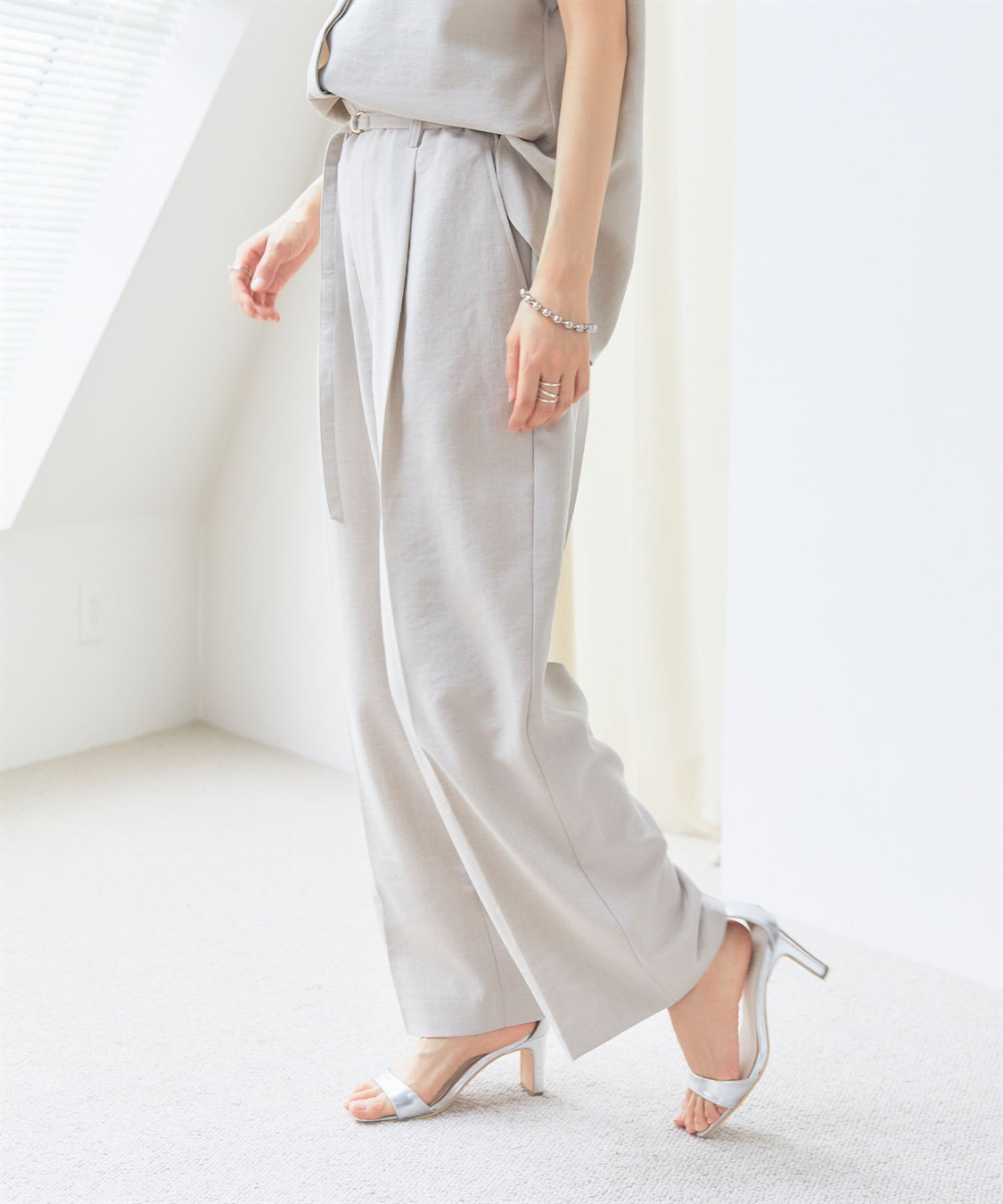 CROSS FUNCTION 【メディア掲載】《UVカット》サマナチュラセンタープレスワイドストレートパンツ【CF/クロスファンクション】_sub_9