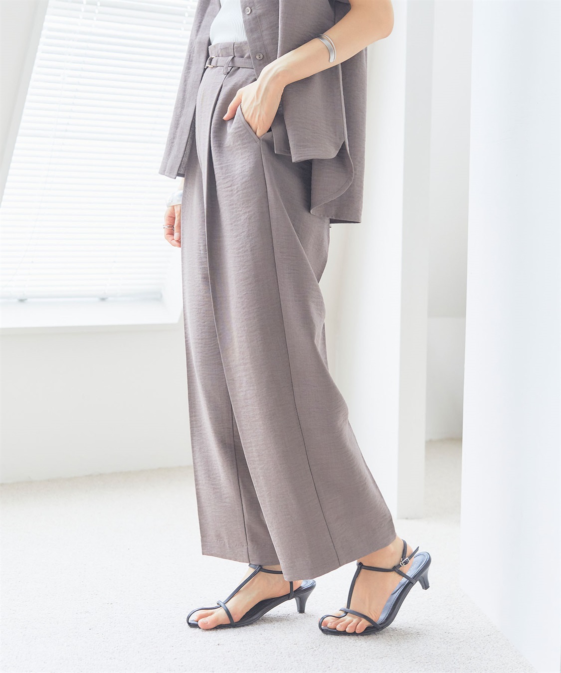 CROSS FUNCTION 【メディア掲載】《UVカット》サマナチュラセンタープレスワイドストレートパンツ【CF/クロスファンクション】_sub_16