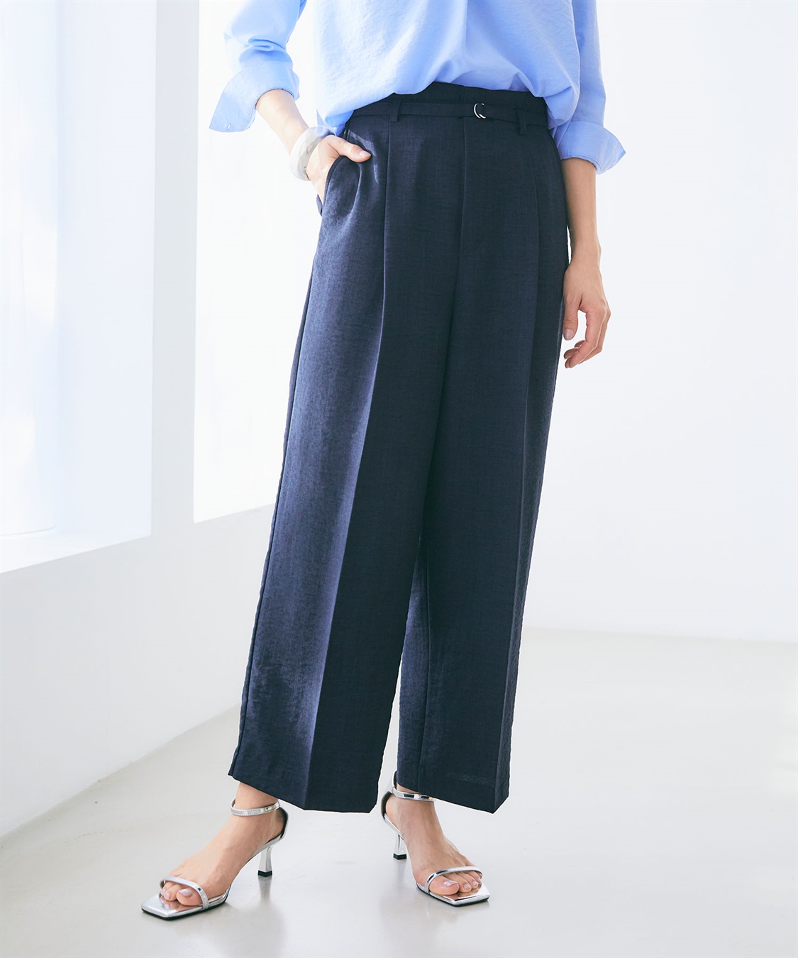 CROSS FUNCTION 【メディア掲載】《UVカット》サマナチュラセンタープレスワイドストレートパンツ【CF/クロスファンクション】_sub_19