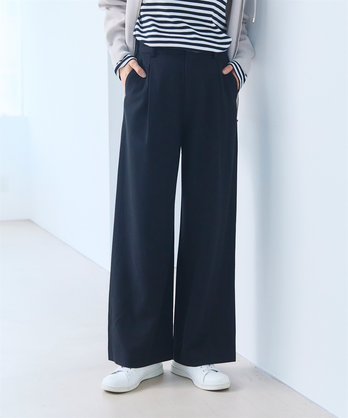 CROSS FUNCTION 《ストレッチ》エブ楽 ウールライクタックワイドパンツ【CF/クロスファンクション】_sub_2