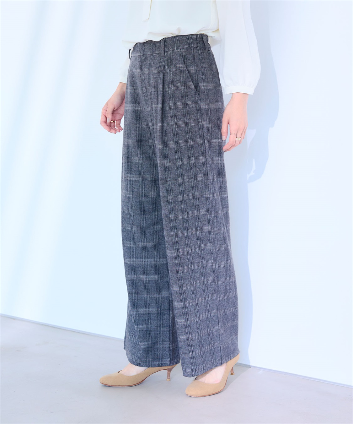 CROSS FUNCTION 《ストレッチ》エブ楽 ウールライクタックワイドパンツ【CF/クロスファンクション】_sub_3