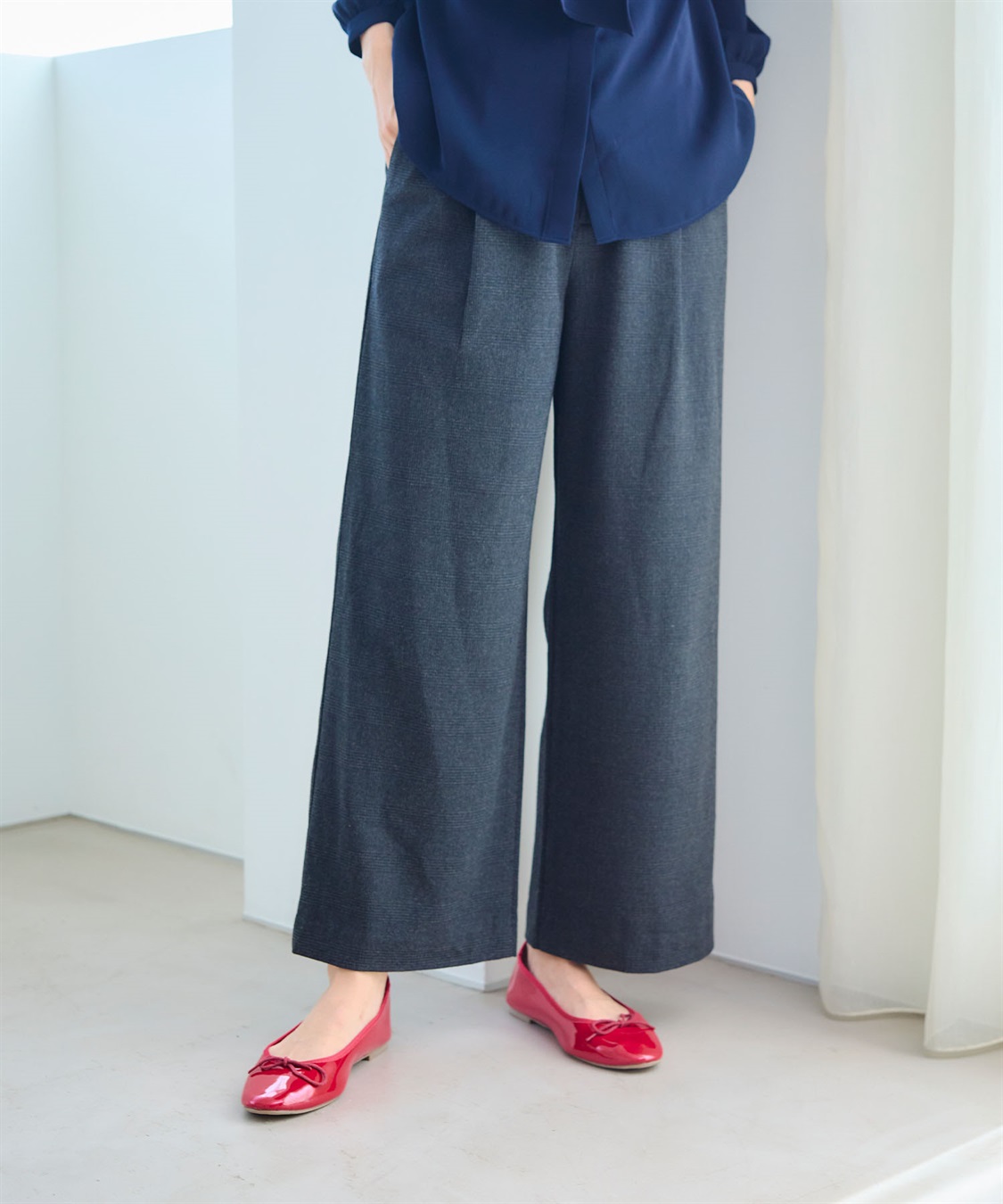 CROSS FUNCTION 《ストレッチ》エブ楽 ウールライクタックワイドパンツ【CF/クロスファンクション】_sub_8