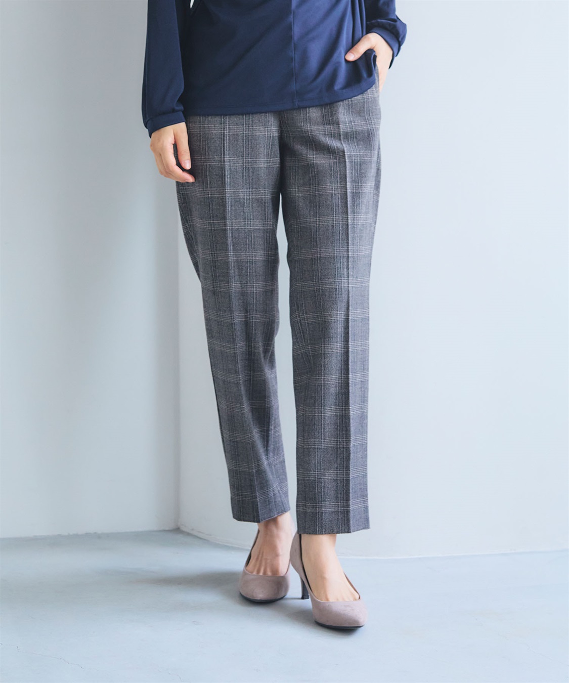 CROSS FUNCTION 《ストレッチ》エブ楽 ウールライクセンタープレステーパードパンツ【CF/クロスファンクション】_sub_6