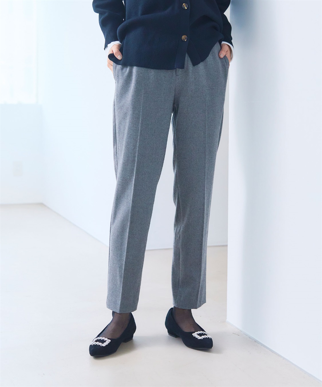 CROSS FUNCTION 《ストレッチ》エブ楽 ウールライクセンタープレステーパードパンツ【CF/クロスファンクション】_sub_11