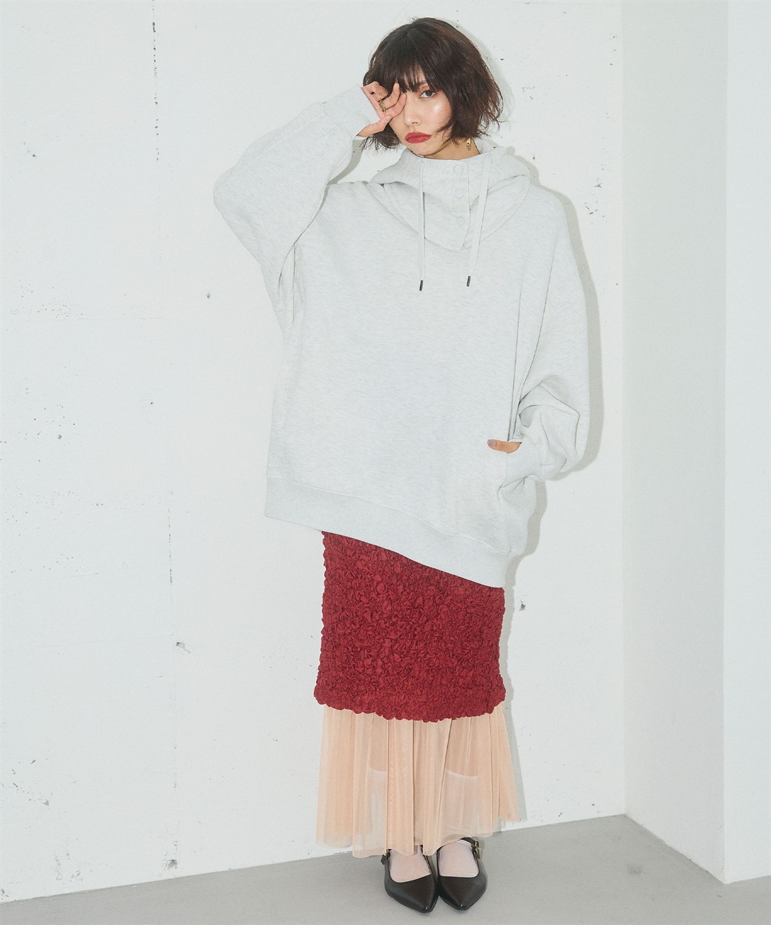 ELLEgirl 《ユニセックス》バラクラバ付きオーバーサイズスウェット_sub_6