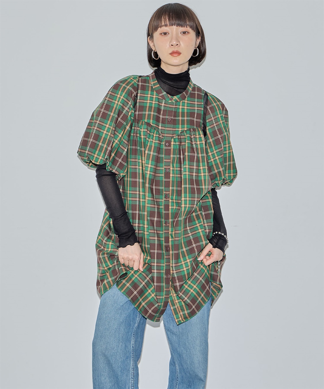 ボレロSETチェックシャツチュニック ELLEgirl|クロスプラス公式 ボレロSETチェックシャツチュニック ELLEgirl|クロスプラス公式