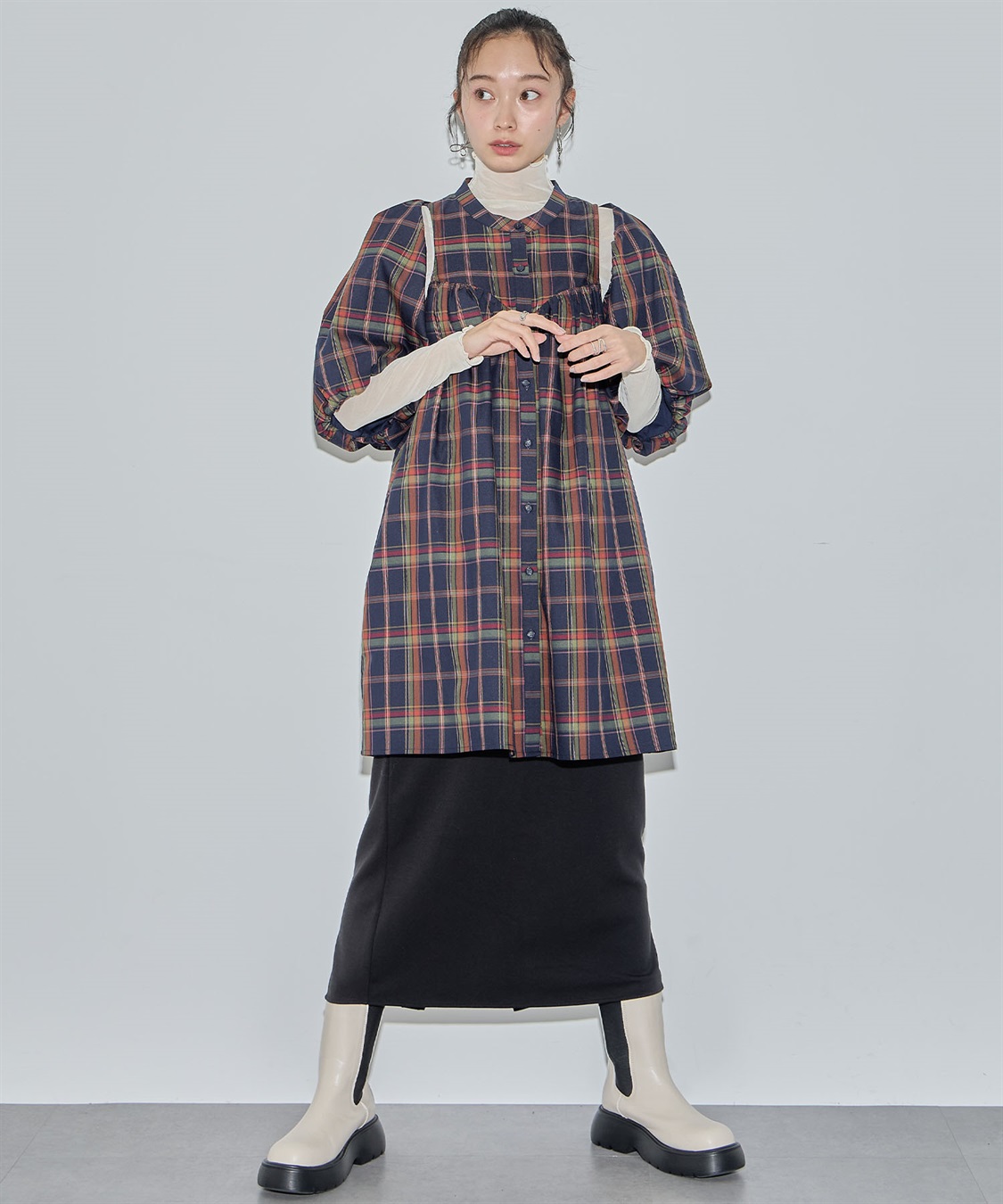 ELLEgirl ボレロSETチェックシャツチュニック_sub_5
