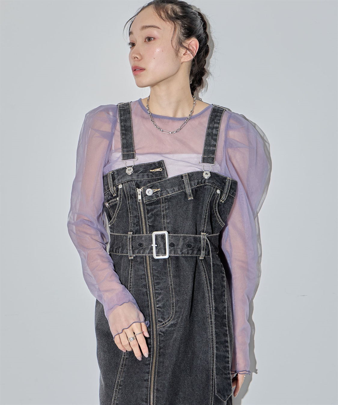配色ダブルチュールパフスリーブトップス ELLEgirl｜クロス