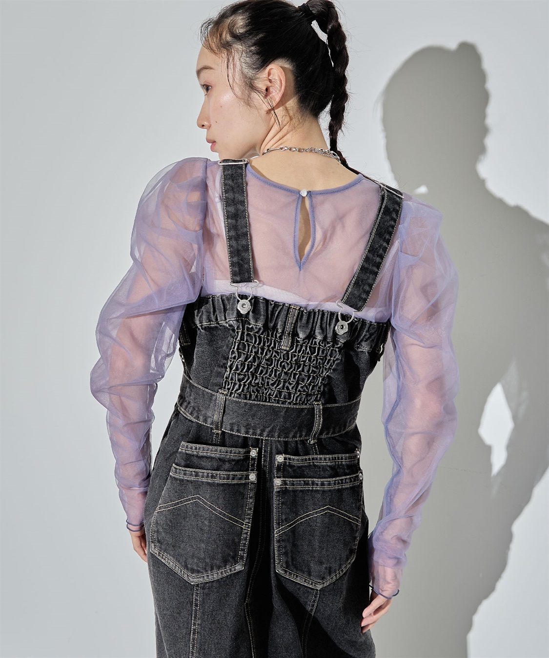 ELLEgirl 配色ダブルチュールパフスリーブトップス_sub_7