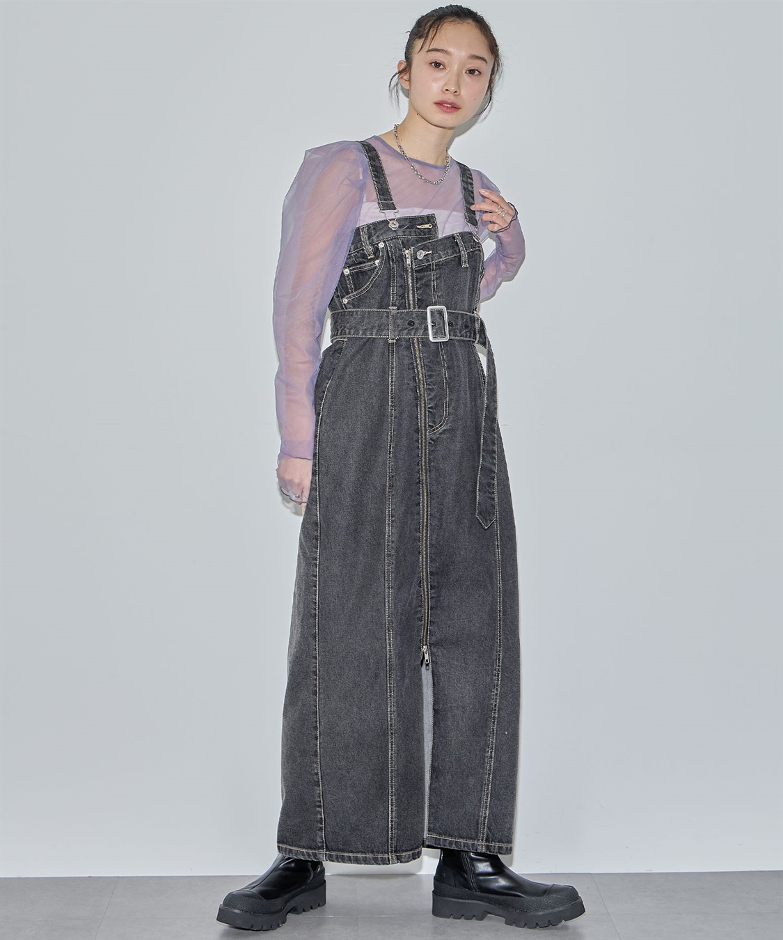 ELLEgirl 配色ダブルチュールパフスリーブトップス_sub_8