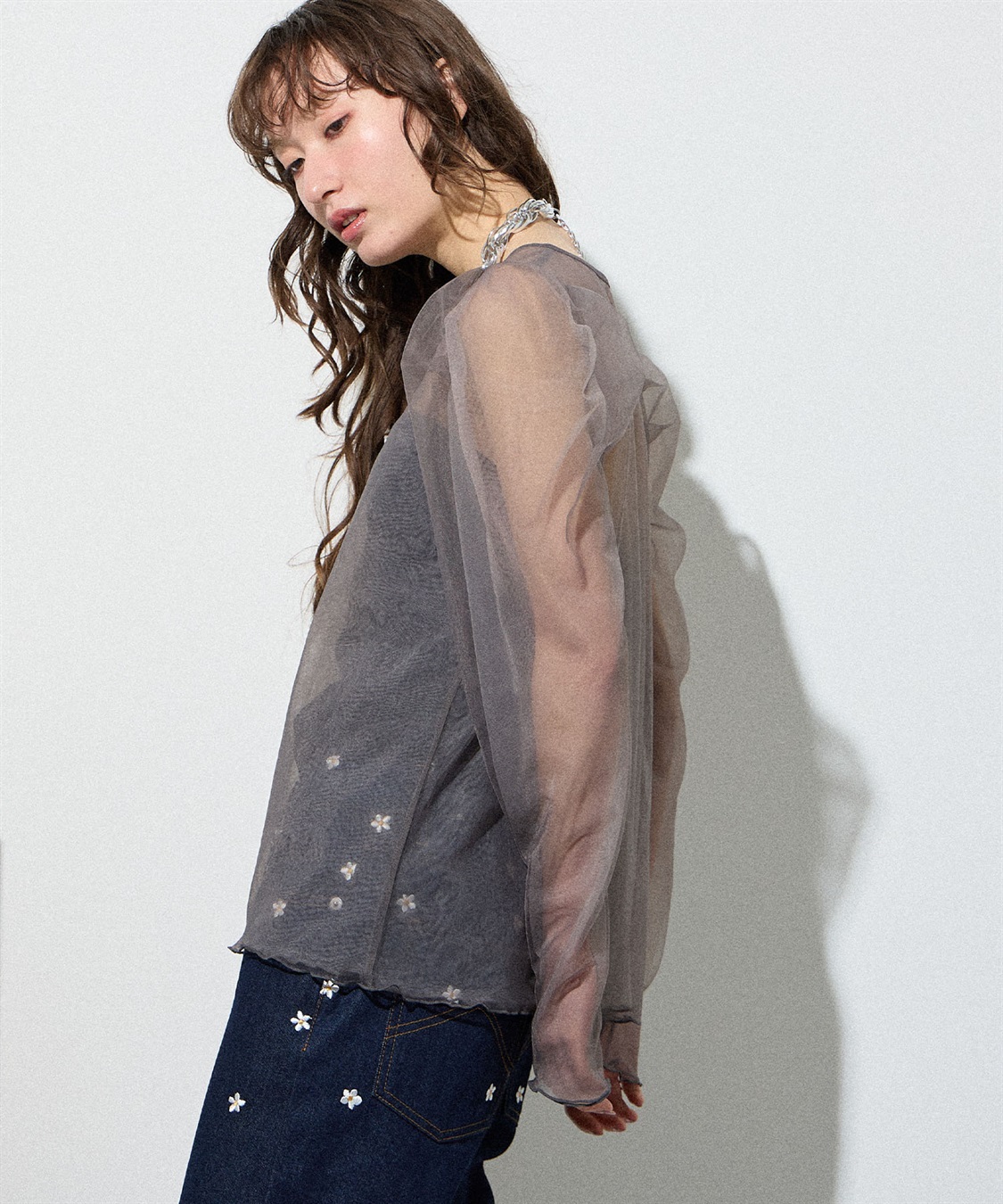 ELLEgirl 配色ダブルチュールパフスリーブトップス_sub_11