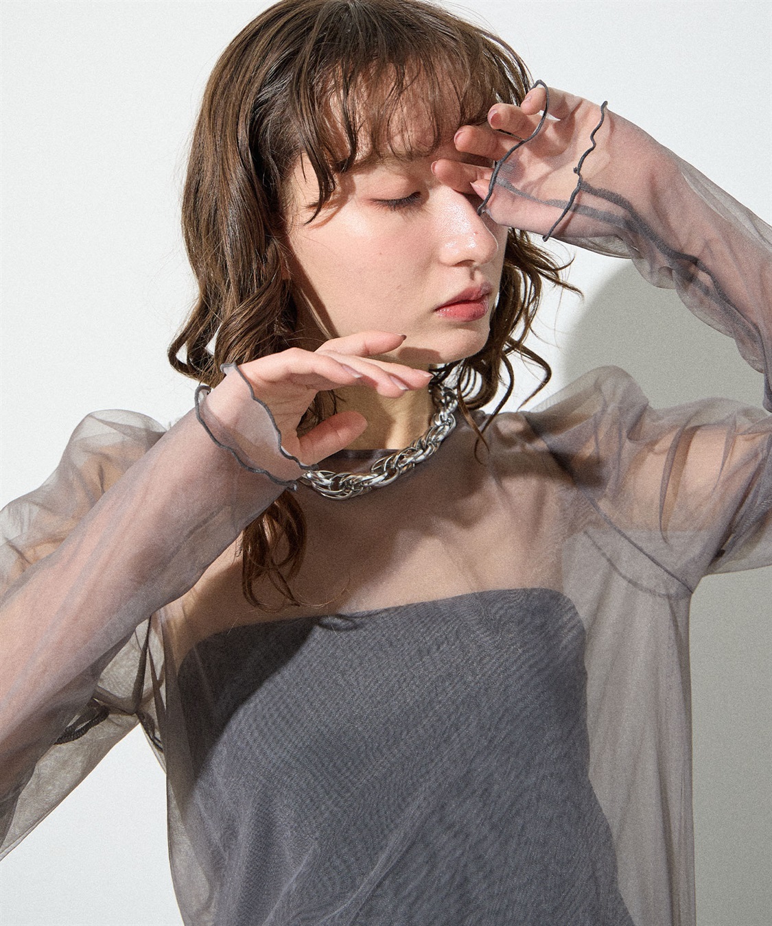 ELLEgirl 配色ダブルチュールパフスリーブトップス_sub_14