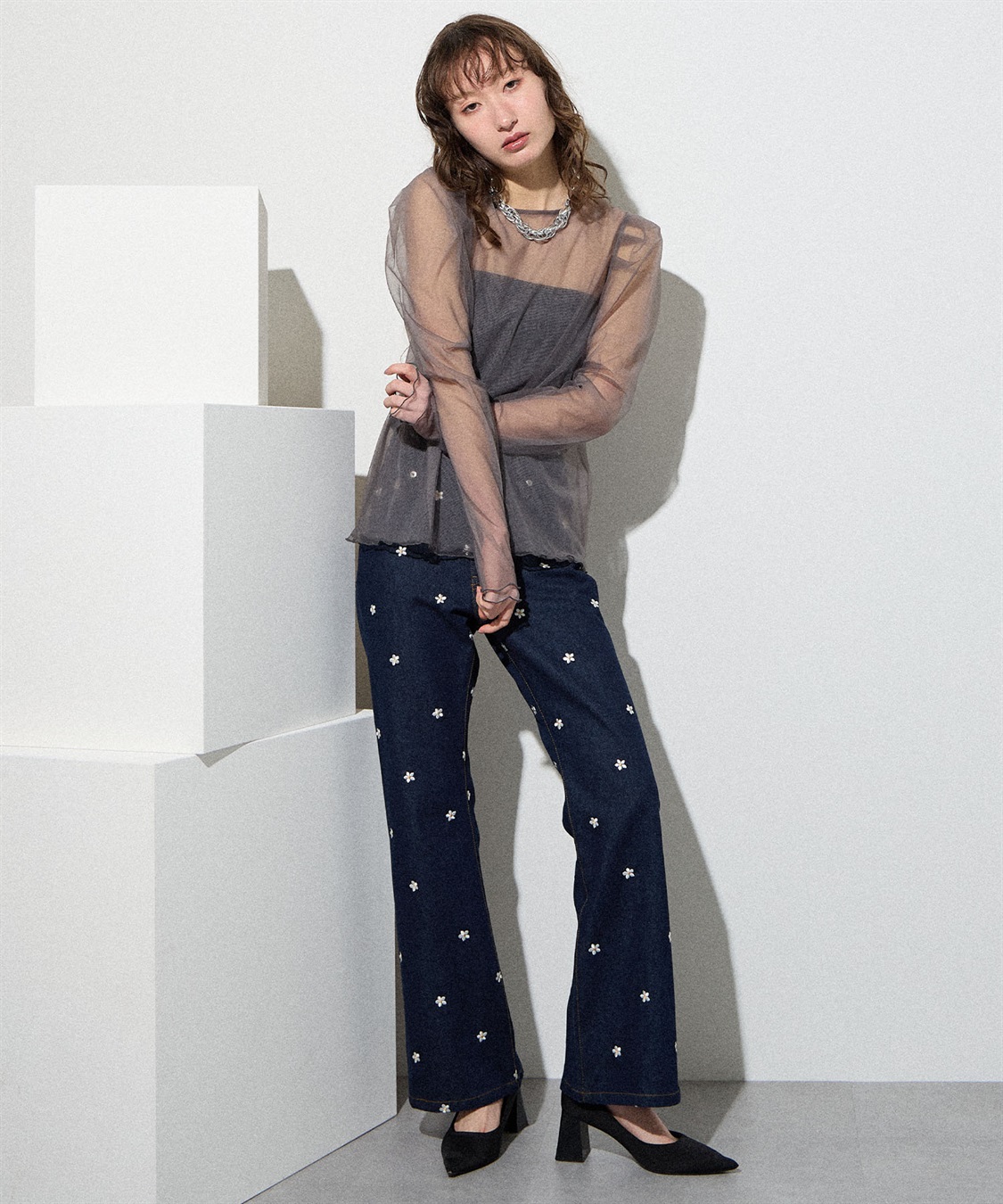 ELLEgirl 配色ダブルチュールパフスリーブトップス_sub_15