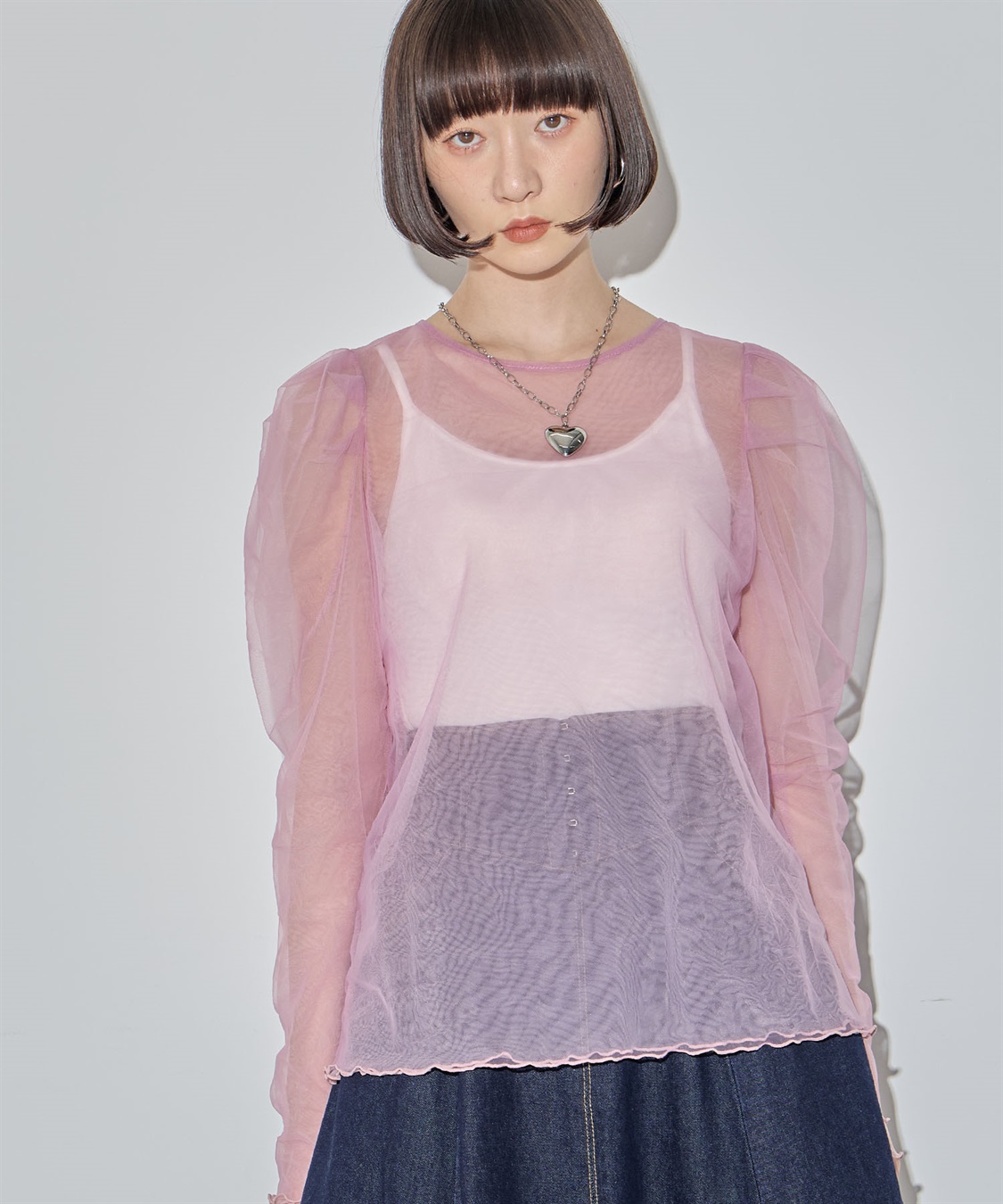 ELLEgirl 配色ダブルチュールパフスリーブトップス_sub_17