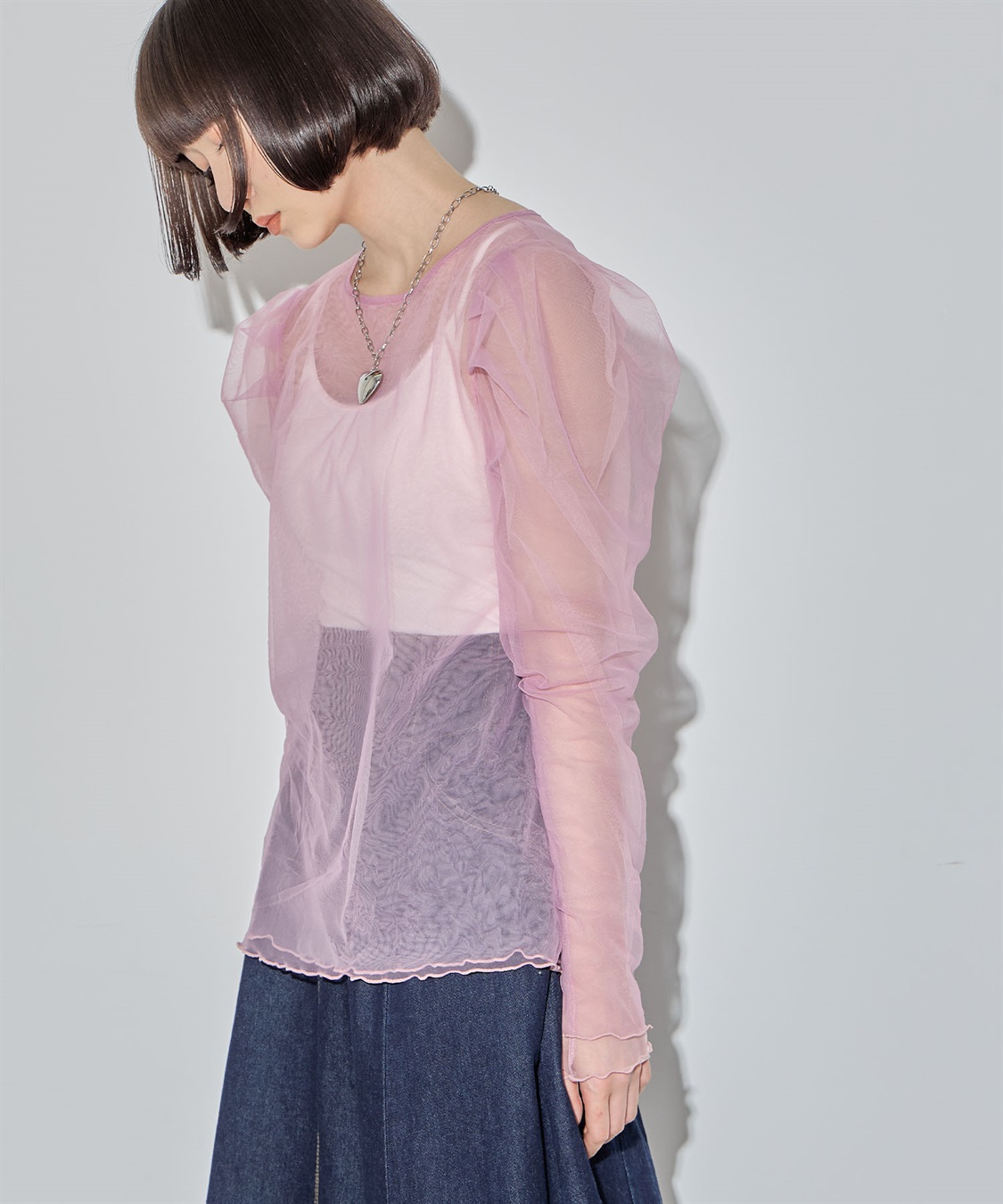 ELLEgirl 配色ダブルチュールパフスリーブトップス_sub_18