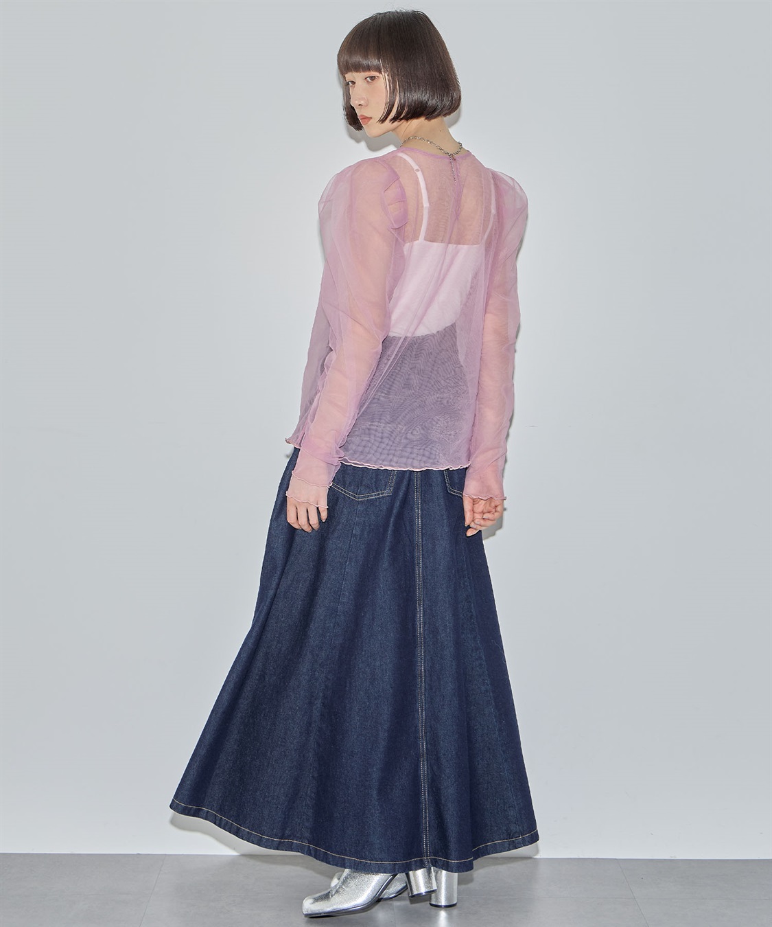 ELLEgirl 配色ダブルチュールパフスリーブトップス_sub_21