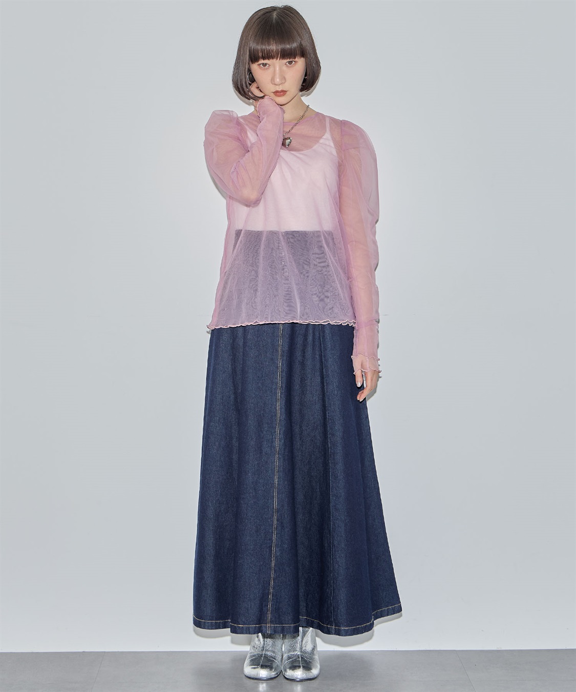 ELLEgirl 配色ダブルチュールパフスリーブトップス_sub_22