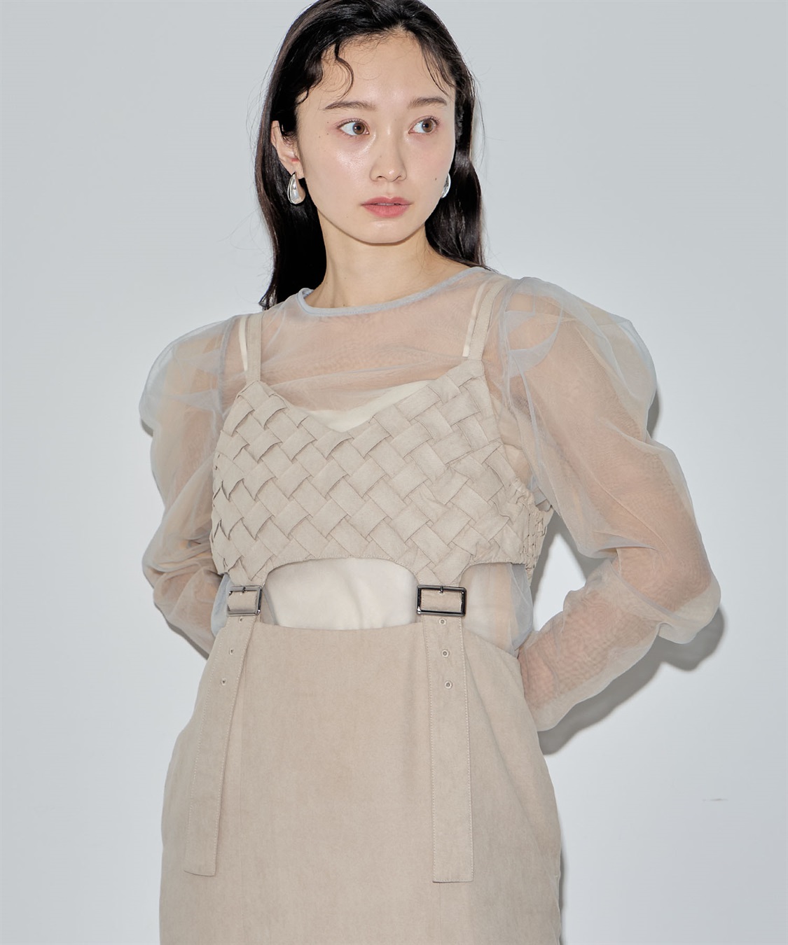 ELLEgirl 配色ダブルチュールパフスリーブトップス_sub_23