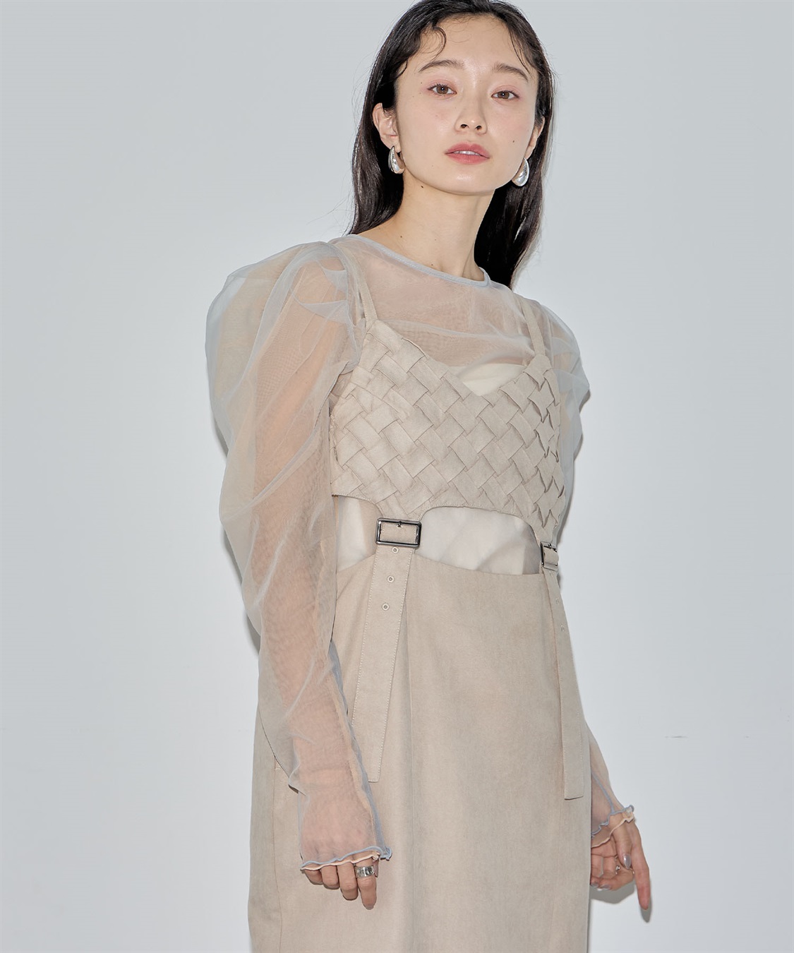 ELLEgirl 配色ダブルチュールパフスリーブトップス_sub_24