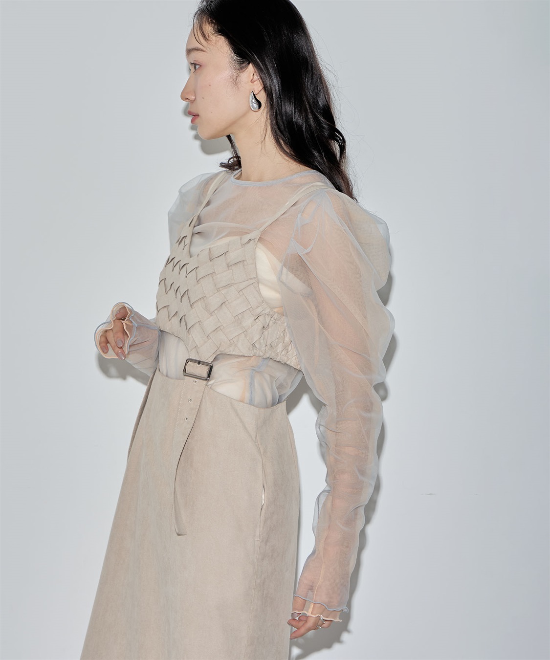 ELLEgirl 配色ダブルチュールパフスリーブトップス_sub_25