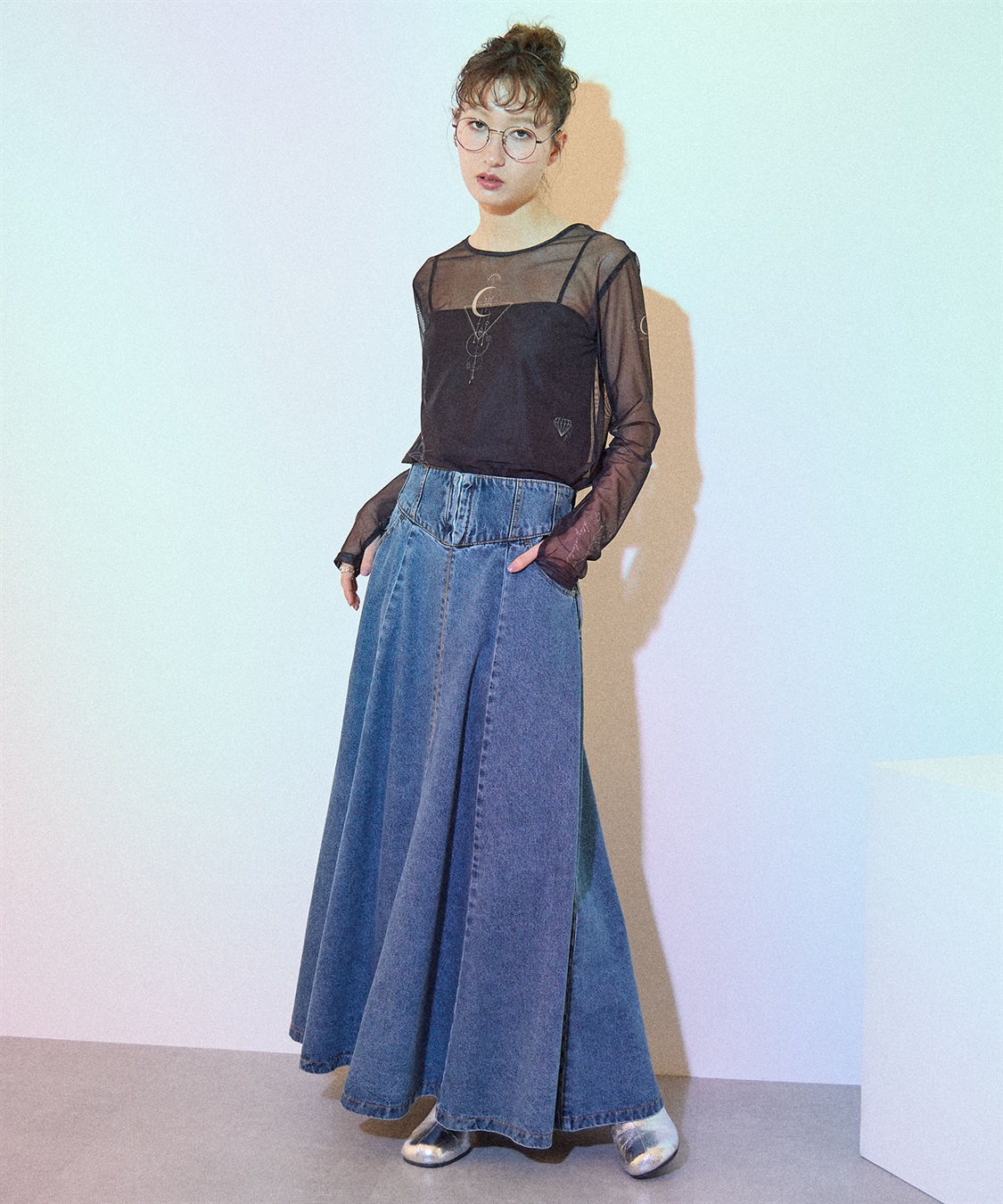 ELLEgirl コルセットフレアデニムスカート_sub_20