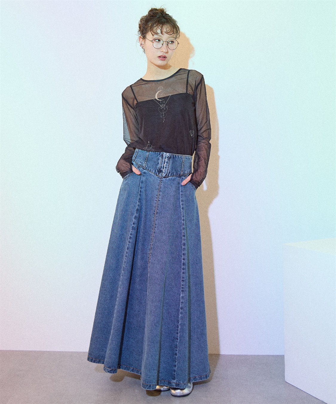 ELLEgirl コルセットフレアデニムスカート_sub_22