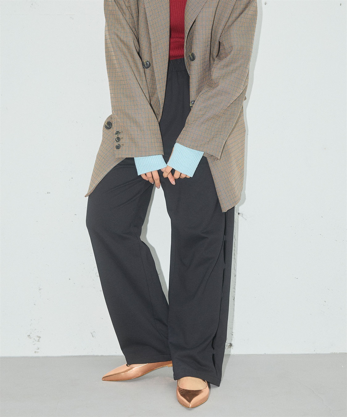 ELLEgirl サイドカットスウェットワイドパンツ_sub_3