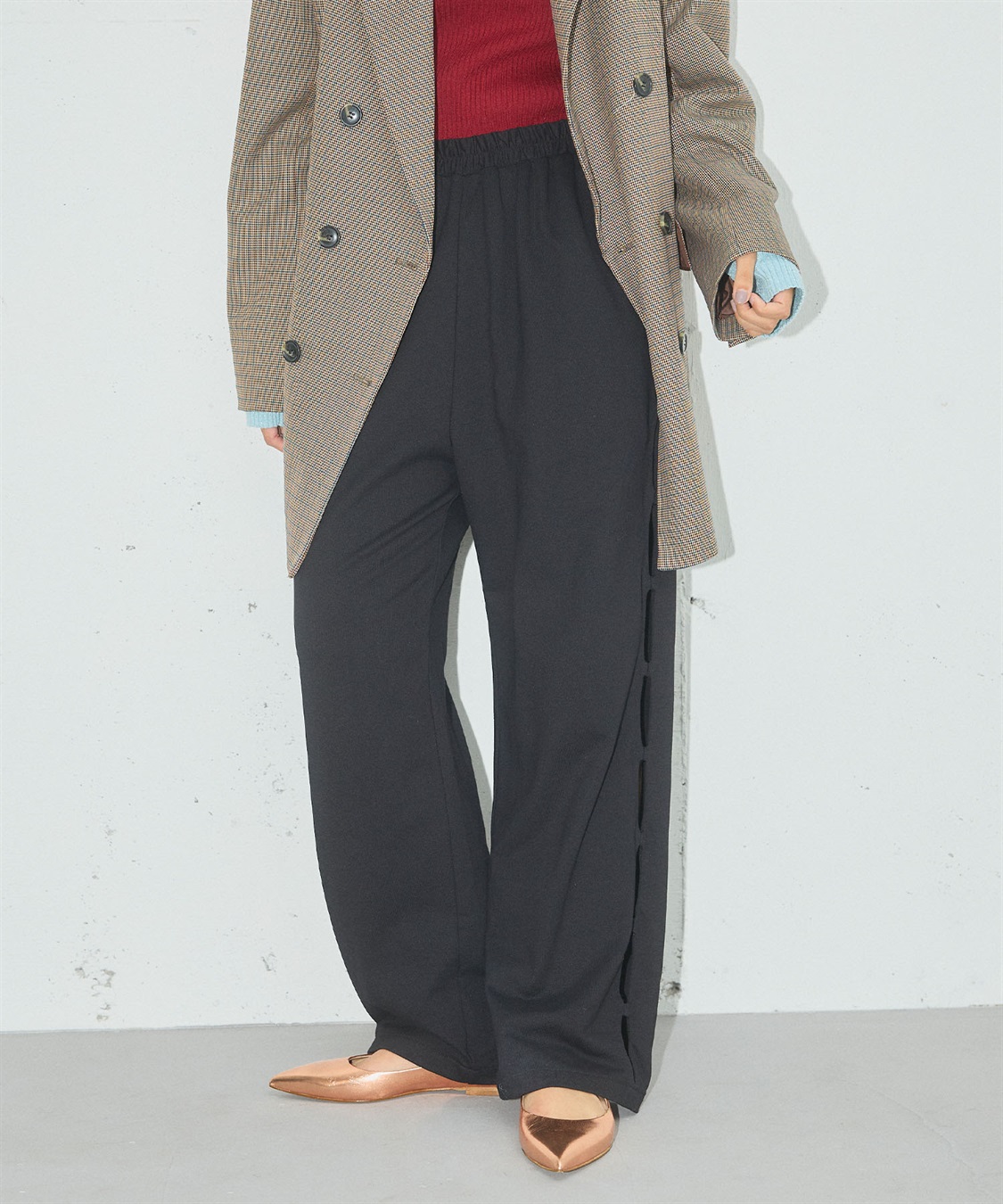 ELLEgirl サイドカットスウェットワイドパンツ_sub_4