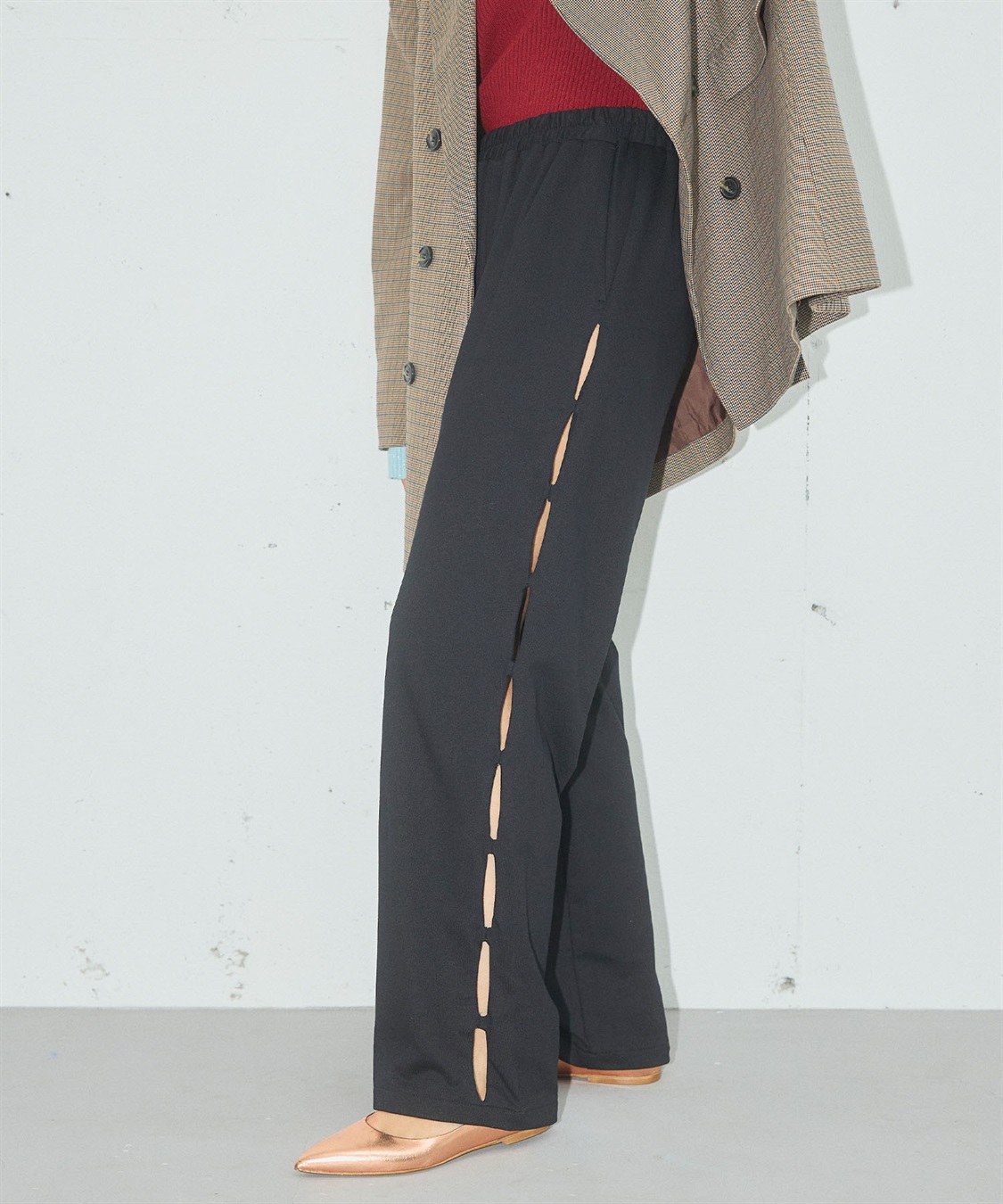 ELLEgirl サイドカットスウェットワイドパンツ_sub_5