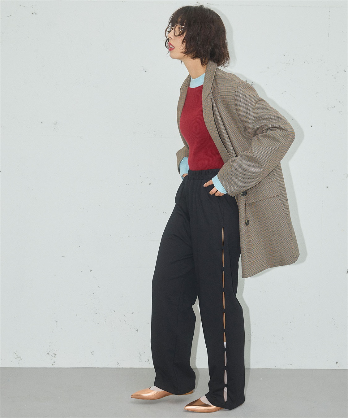 ELLEgirl サイドカットスウェットワイドパンツ_sub_7