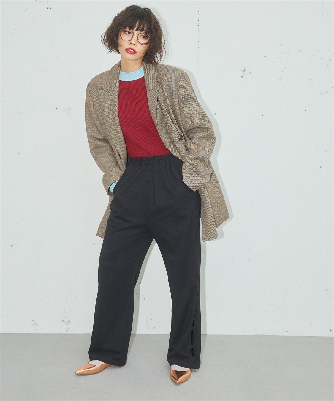 ELLEgirl サイドカットスウェットワイドパンツ_sub_9