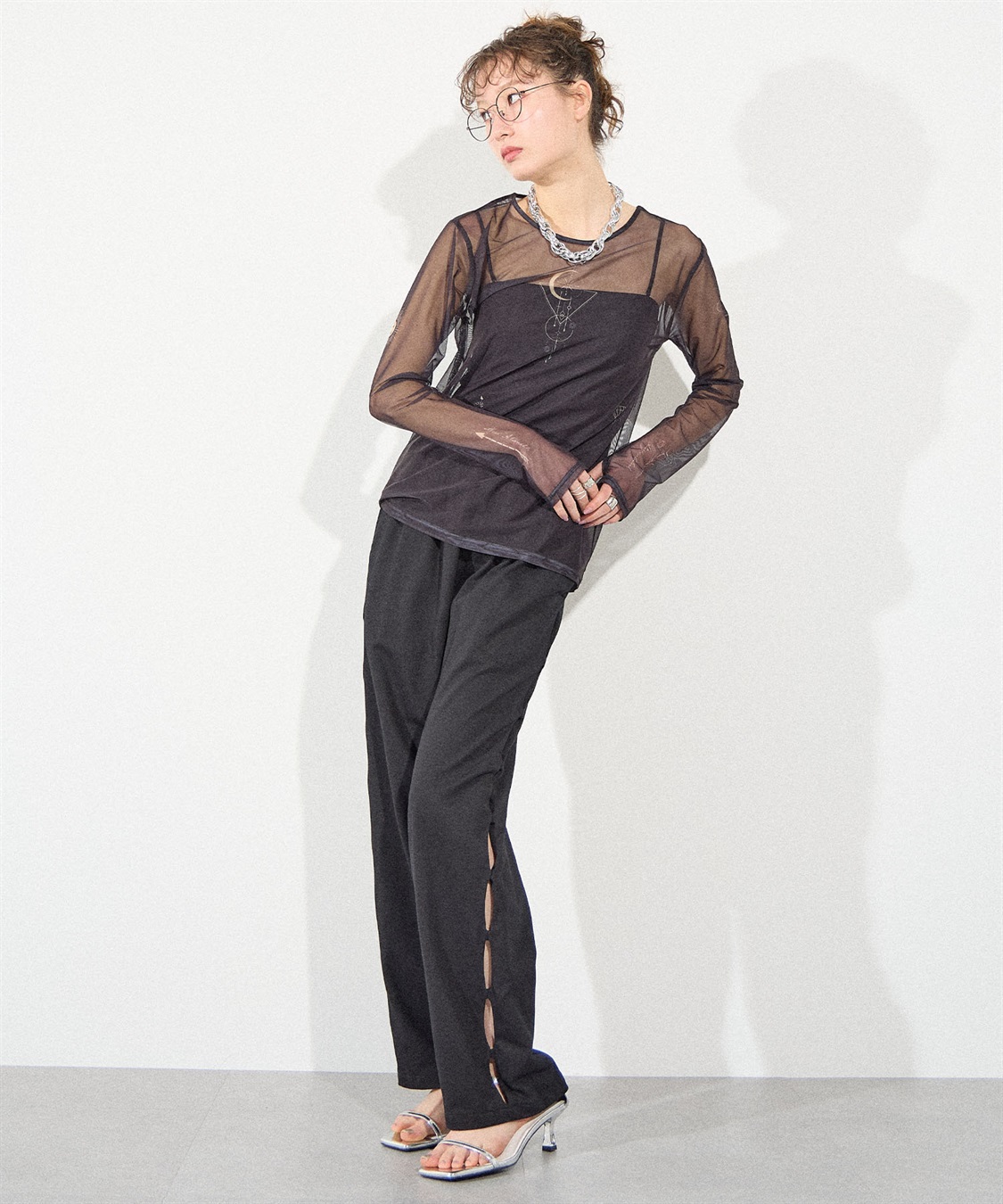 ELLEgirl サイドカットスウェットワイドパンツ_sub_15